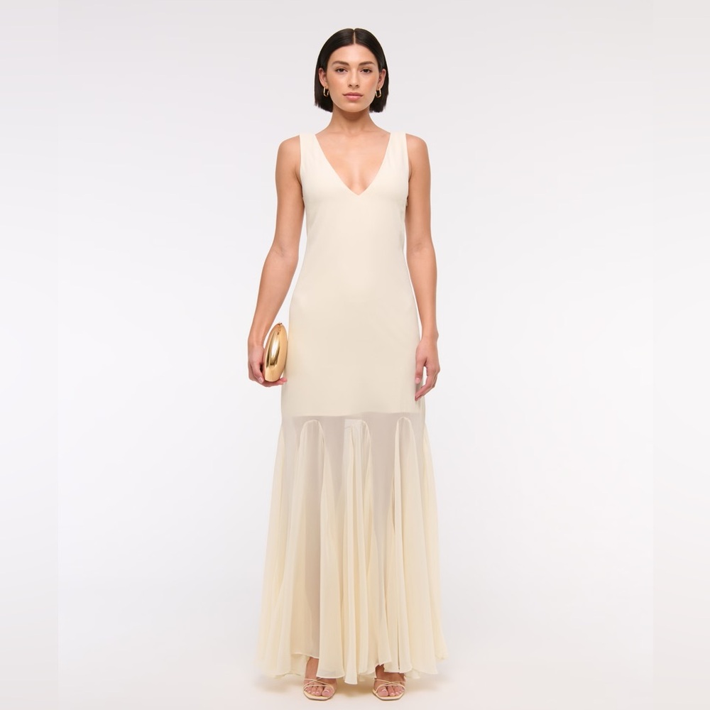 Abercrombie & Fitch Plunge Godet Skirt Maxi Dress NEVER WORN BEFORE